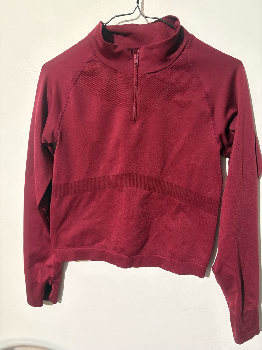 PINK Victoria's Secret Maroon Half-Zip Pullover Long Sleeve Top